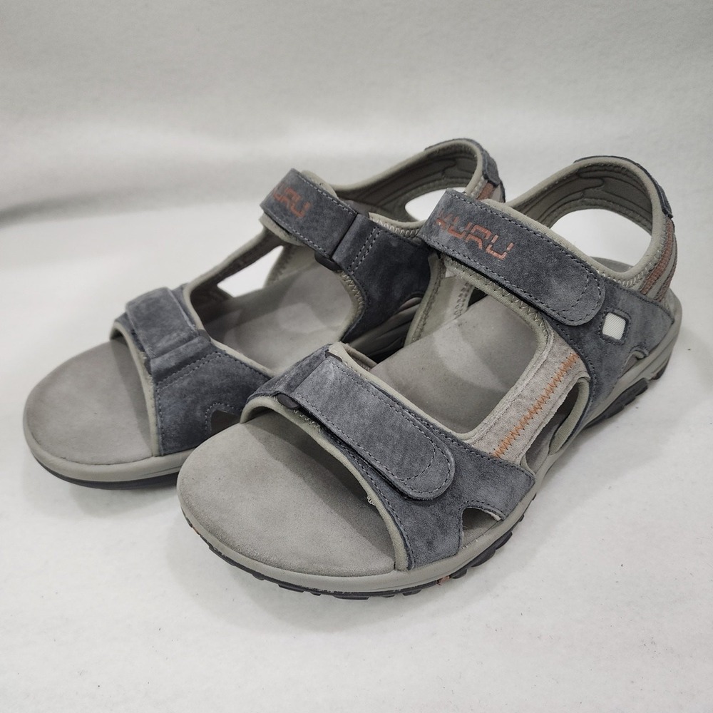 KURU Tread Mens Size 11 Medium Hiking Sandals Dark Ash Gray Suede Waterproof